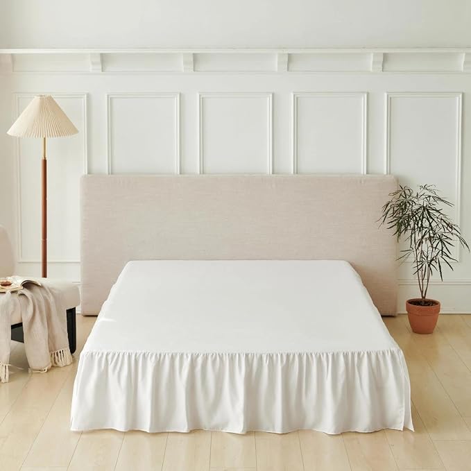 Bed Skirt Twin Size Ruffled Bed Skirt, 22'' Twin Dust Ruffle Bed Skirts | With Split Corners, Dust Ruffle with Platform, Microfiber, Breathable, Soft, Easy Fit, White