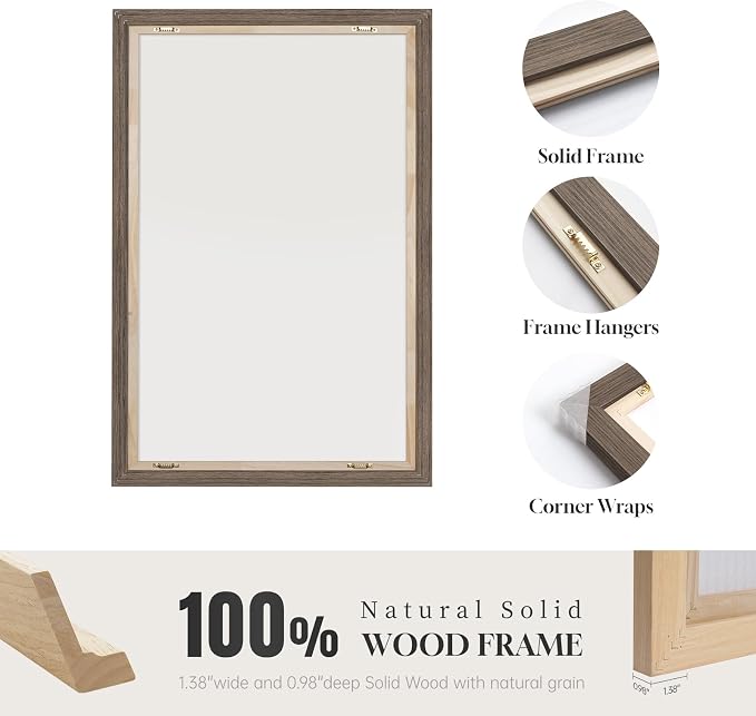 Framed Vertical Vintage Rustic Tree Ring Wall Art for Living Room, 20x40 In | Farmhouse, Nature, Rustic, Wood grain, Large, Office wall art, Foyer wall decor, Ready to hang, Wood frame, Canvas artwork