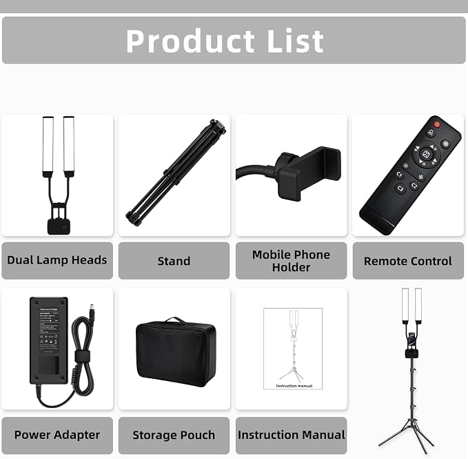 Tattoo Light, Dual Arms Lash Light with Tripod Stand & Phone Holder