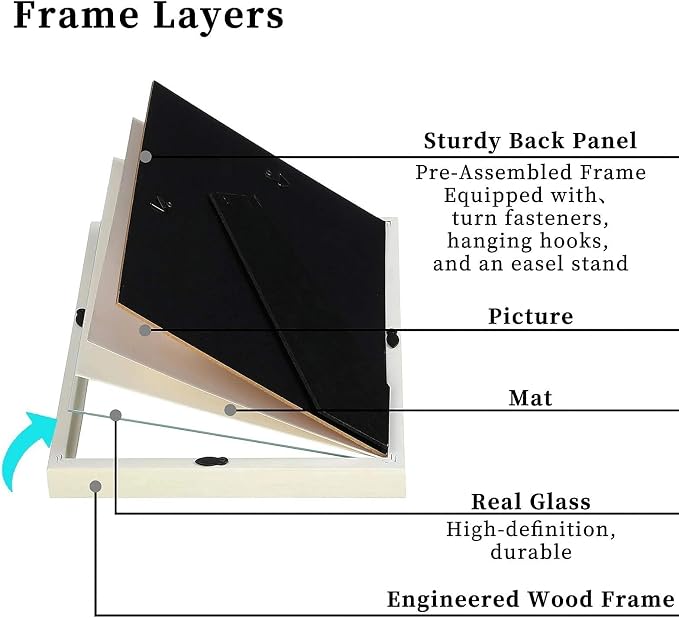 VIOLABBEY 8x10 Picture Frame Creamy White Set of 2 with Real Glass Front