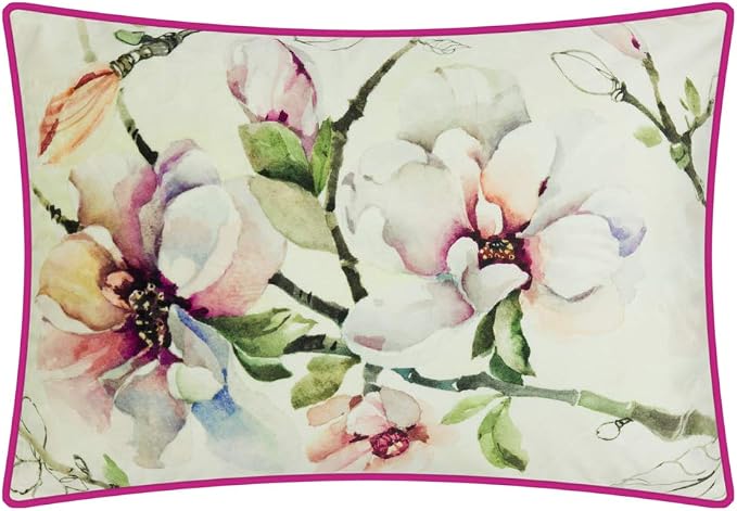 JWH Flower Print Throw Pillow Covers Decorative Velvet Accent Pillow Case Aesthetic Lumbar Cushion Floral Pillowcase for Couch Bed Bedroom Car Chair 14x20 Inch Hot Pink