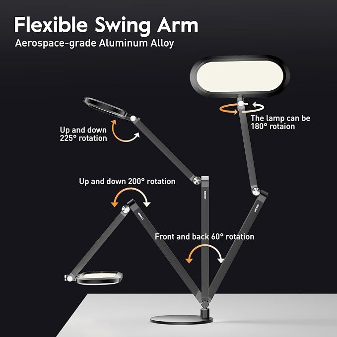 LitONES Premium LED Desk Lamp, Dual-Sided Soft Lighting with Knob Remote