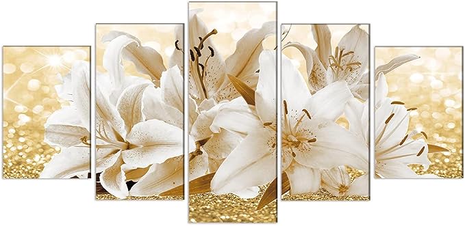 LUDUHU Arts Modern Flower Theme Wall Art - Abstract Orchid Canvas Wall Decor Flower Abstract Painting Still Life Canvas Wall Art for Home Decor (H,Oversize 60x30inch)