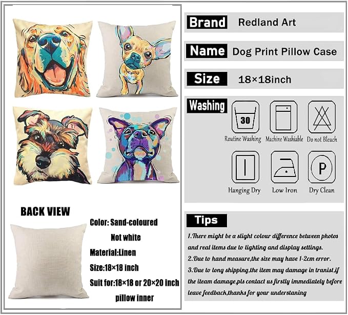 Cute Pet Animal Dachshund Dog Pattern Throw Pillow Covers Linen Cushion Cover Cases Pillowcases Car Sofa Home Decor 18”x 18”Inch (45 x 45cm)