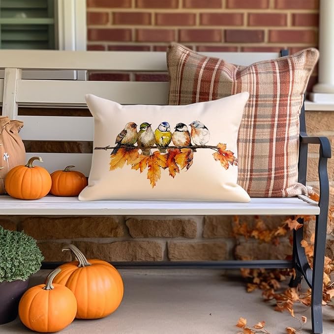 RABUSOFA Fall Outdoor Pillow Covers 12x20 Inch Waterproof Outdoor Thanksgiving Maple Leaf Decor Lumbar Pillow Covers Polyester Fall Decoration for Home Couch