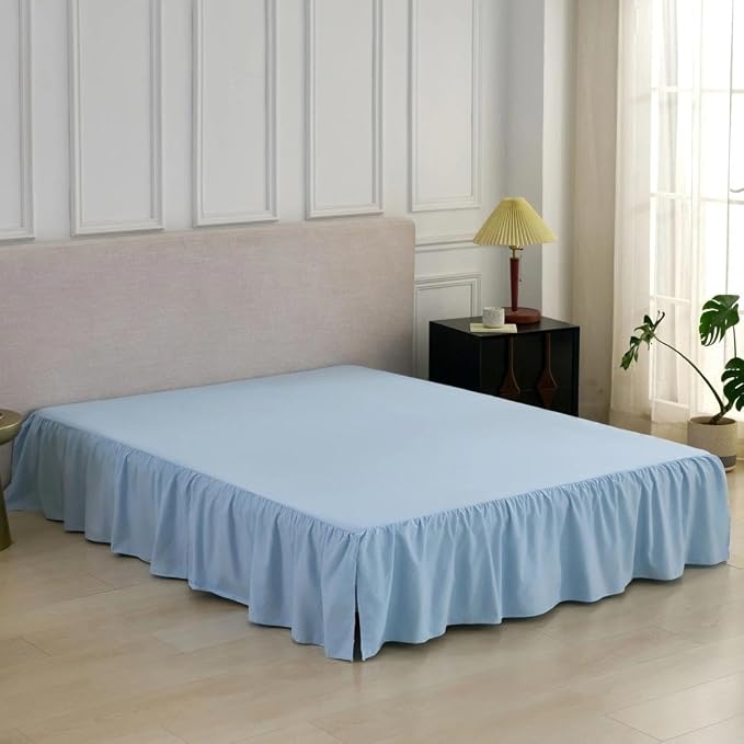 Bed Skirt Full Size Ruffled Bed Skirt, 16'' Full Dust Ruffle Bed Skirts | With Split Corners, Dust Ruffle with Platform, Microfiber, Breathable, Soft, Easy Fit, Sky Blue