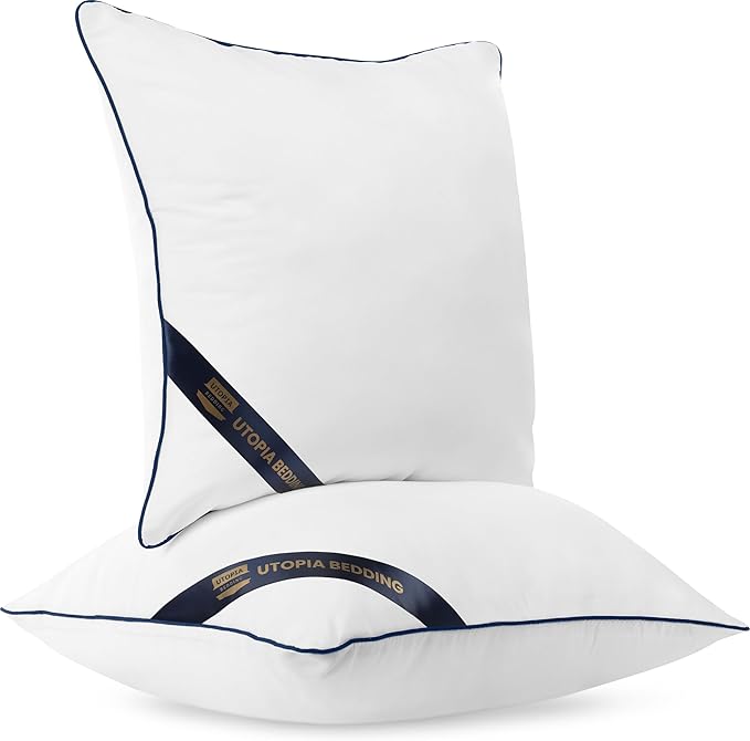 Utopia Bedding 20x20 Throw Pillow Inserts, Decorative Pillows, Pack of 2 | Piping Throw Pillows, Plush & Supportive, Aesthetic Cushion Sham Stuffer for Sofa, Office, Couch & Bed, Set of 2, White