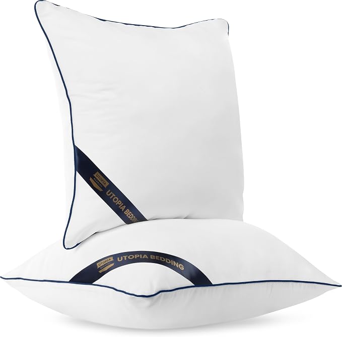 Utopia Bedding 26x26 Throw Pillow Inserts, Decorative Pillows, Pack of 2 | Piping Throw Pillows, Plush & Supportive, Aesthetic Cushion Sham Stuffer for Sofa, Office, Couch & Bed, Set of 2, White