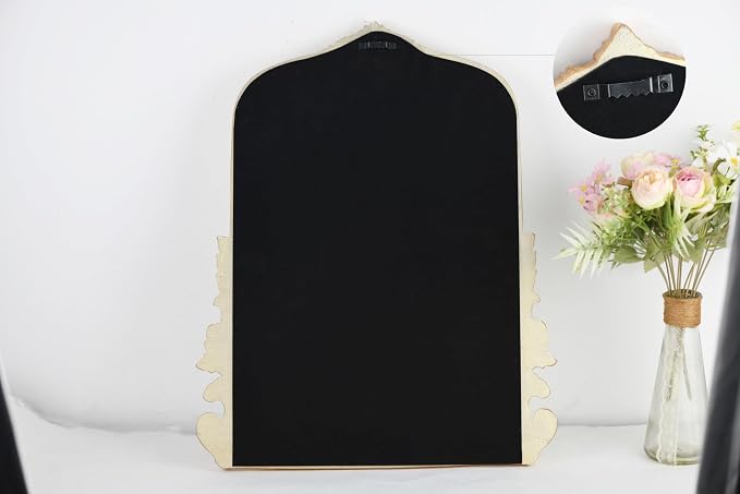 Gold Arched Mirror (15.9 * 19.8 inches) Ornate Baroque Arch Wall Mirror-for Living Rooms, Hallways, Fireplaces, Bathrooms, Entryways