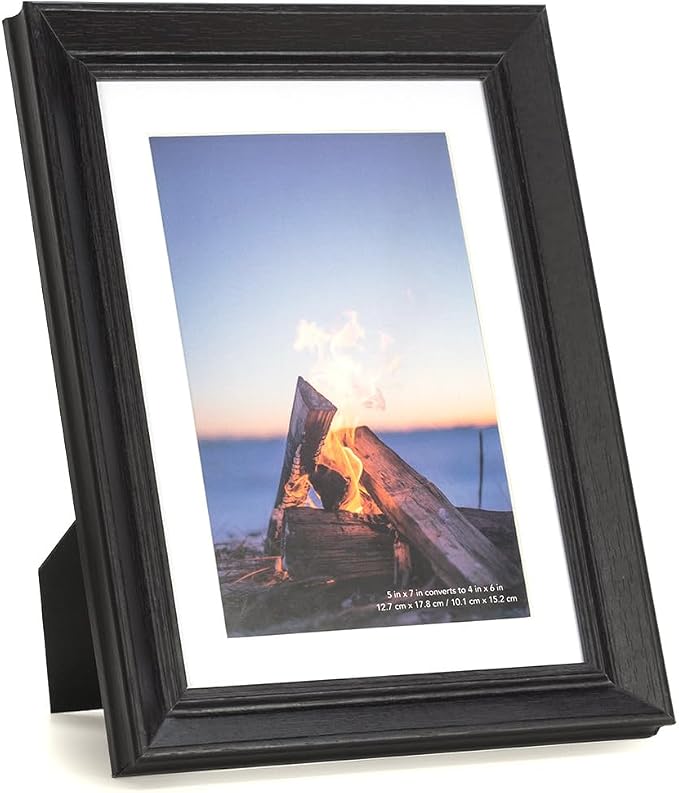 5x7 Picture Frame Black, Display 5x7 without Mat or 4x6 with Mat, Wall Gallery Photo Frames