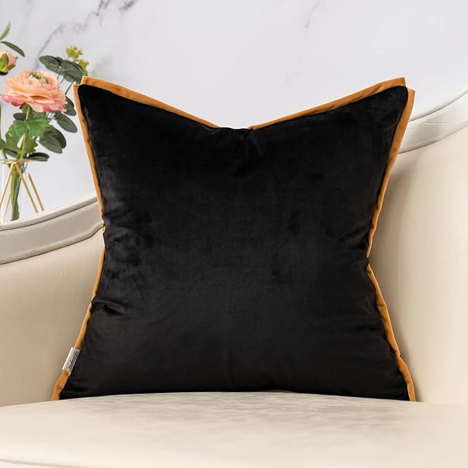 Black Gold Leopard Cut Velvet Throw Pillow Cover 20x20 Inch