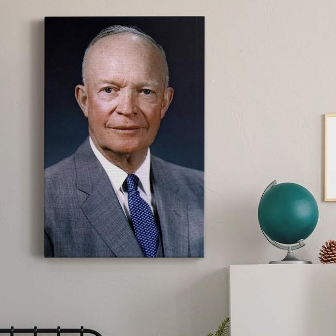 Renditions Gallery Dwight D. Eisenhower Presidental Portrait Wall Art, Premium Gallery Wrapped Canvas Decor, Ready to Hang, 18 in H x 12 in W, Made in America Print