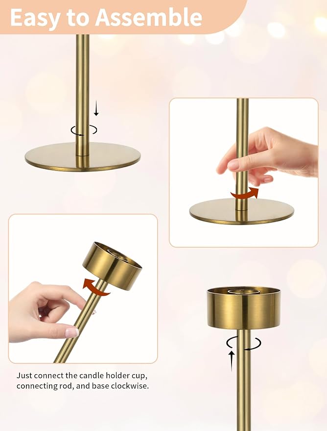 NUPTIO Hurricane Candle Holder for Centerpiece, Set of 6 Candlestick Holder