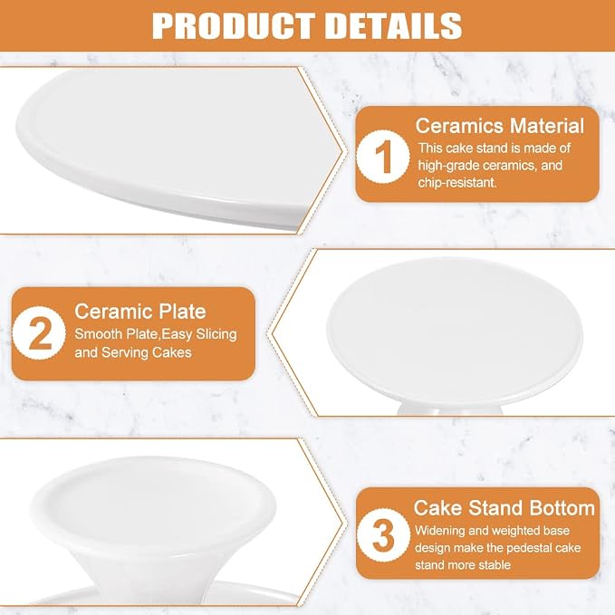 9 Inch White Ceramic Cake Stand for 6 Inch Cakes, Small Pedestal Display | Compact pedestal design gives small cakes and desserts a clean, elevated look on counters, tables, and party setups