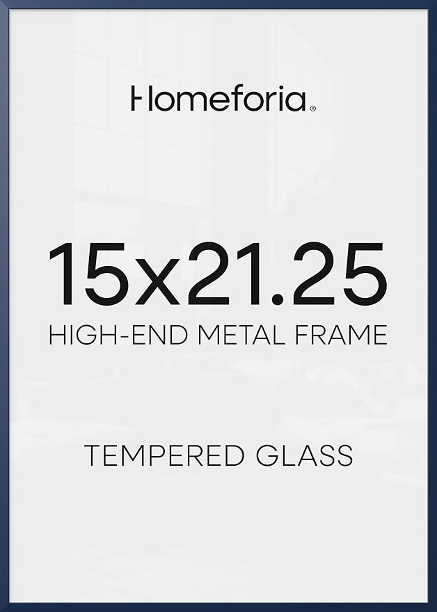 Homeforia 15x21.25 Blue Puzzle Picture Frame, High-End Metal, Glass