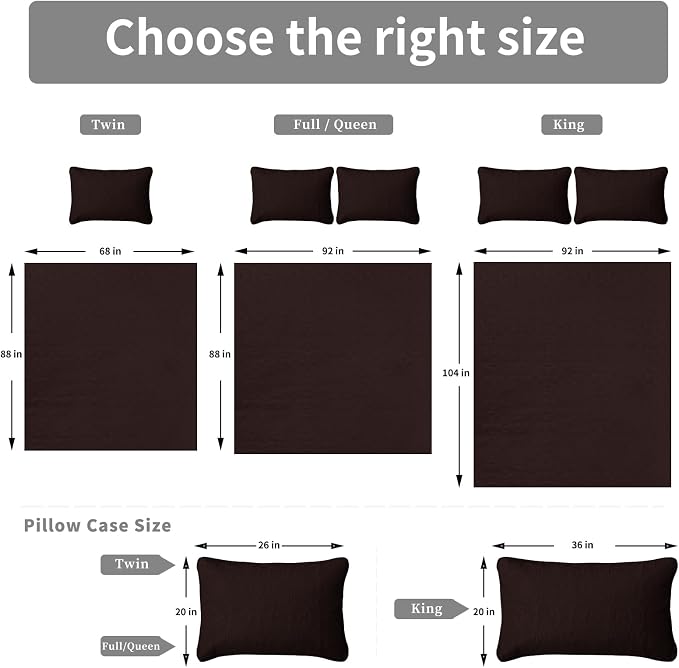 Easy-Going Reversible Quilt Set King, Bedspread with 2 Shams | Damask-Chocolate/Beige, Lightweight Bed Comforter, 1 Quilt + 2 Pillow Shams, All-Season Coverlets for Bedroom