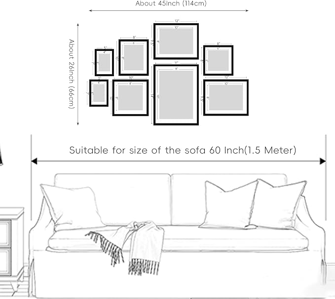 Gallery Wall Frame Set, 8 Pack White Picture Frames, Large | Collage Pampas Grass Prints Wall Art Decor for Living Room, Entryway, Stairway, Bedroom, Assorted Size
