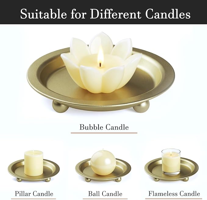 Candle Holder, Round Tray for up to 2.8 Inch Pillar & Ball Candles