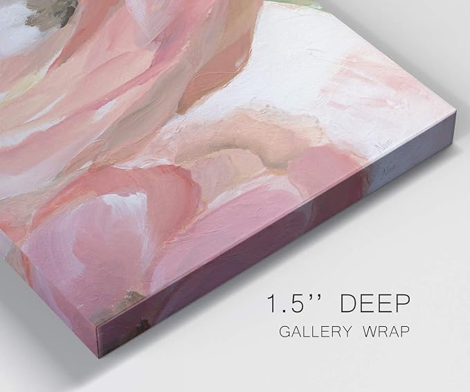 Renditions Gallery Canvas Floral Wall Art Modern Paintings & Prints Decorations Pink Blooming Flowers Glam Vibrant Botanical Wall Hanging Artwork for Bedroom Office Kitchen - 20"x40" LT43