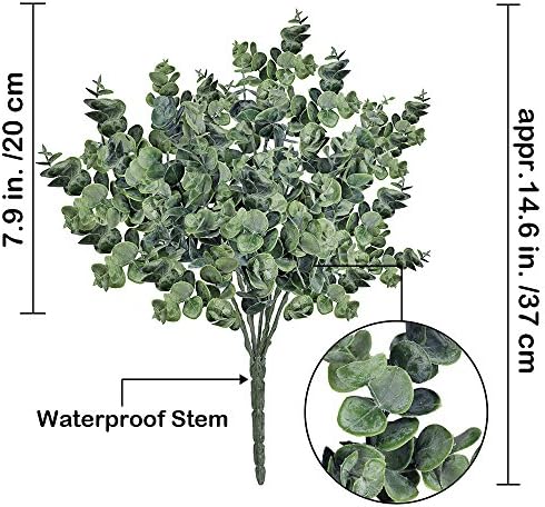 Supla 3 Pcs Realistic Eucalyptus Leaves Bushes Artificial Greenery Stems Faux Eucalyptus Branches in Grey Green 14.6" Tall for Vase Bouquets Wreath Garland Floral Crafts Centerpiece Table Decorations