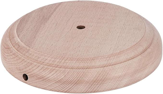 B&P Lamp® Modern Style Unfinished Wooden Lamp Base, 5 Inch Top by 6 1/2 Inch Bottom by 1 1/4 Inch Height