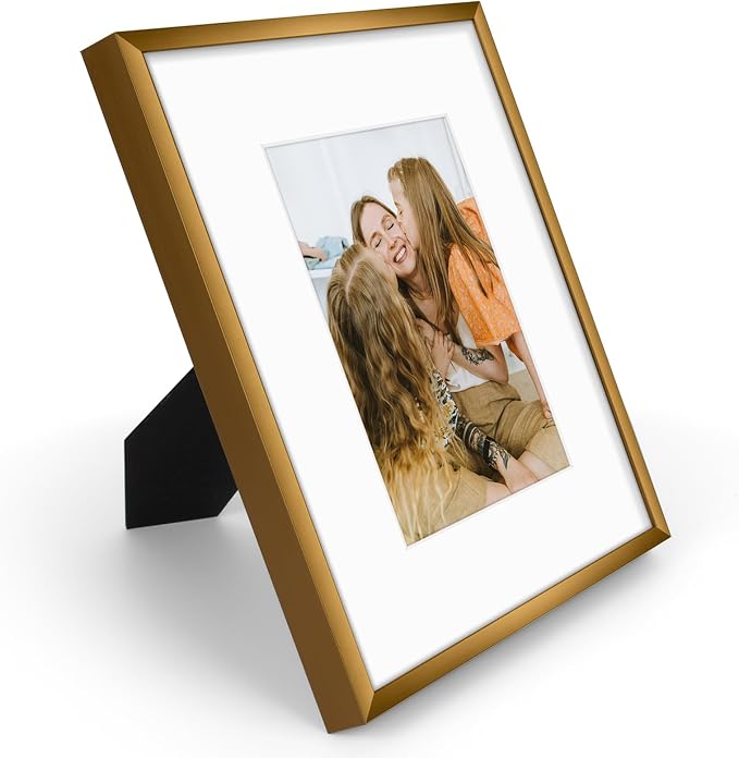 Frametory 2 Pack 8x10 Aluminum Frame with Mat for 5x7 Photo, Bronze