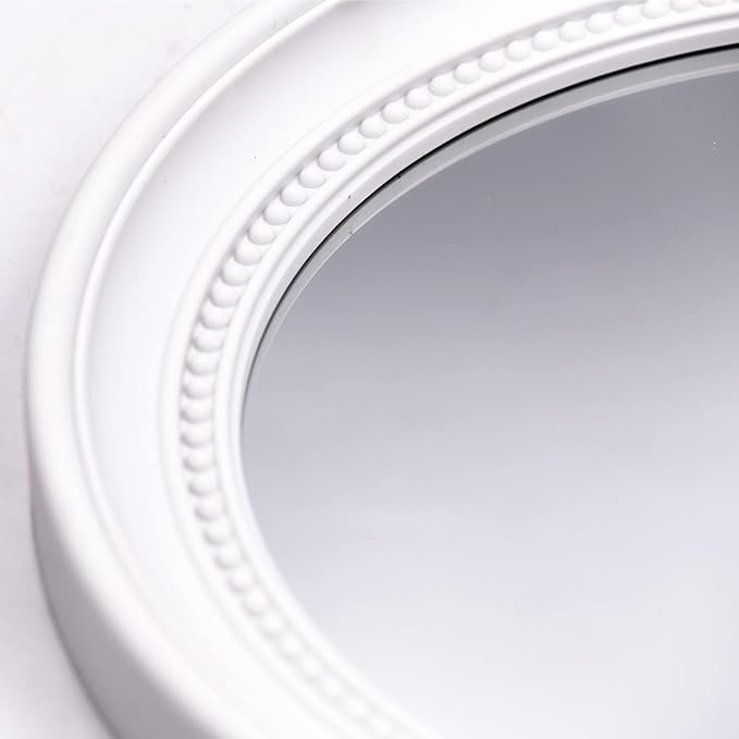 OIGUMR Small Bathroom Mirror Wall Mirror Mirror Wall Decor Oval Mirror (White, 15.2 x 13.2)