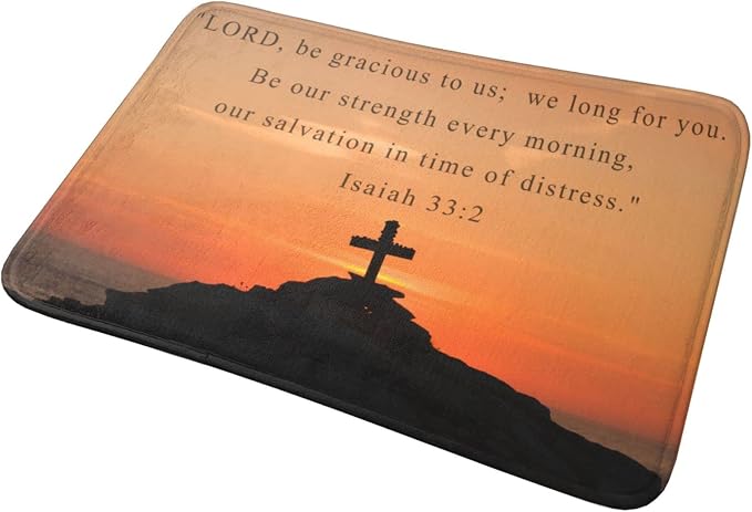 VIVACITE Prayer Mat Christian Prayer Rug for Prayer Room Décor Essentials | Thick Padded Half-Inch Foam with Knee Support, Faith Based Christian Gifts for Women Men, Bible Verse Isaiah 33:2, 24"X16"