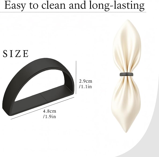 12 Pcs Stainless Steel Napkin Rings - Black Napkin Holder(Semicircle) | Matt Gold Napkin Holder Buckles for Table Kitchen Dinner Party Wedding Christmas Party