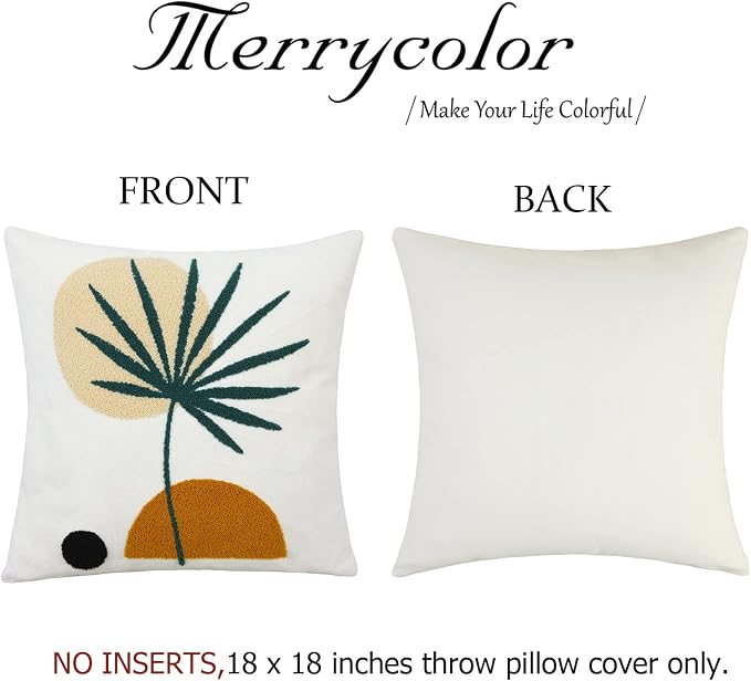 Merrycolor Boho Throw Pillow Covers 18 X 18 Textured Mid Century Modern Throw Pillow Covers Abstract Bohemian Aesthetic Decorative Pillows for Couch Bed Sofa Living Room 1PC