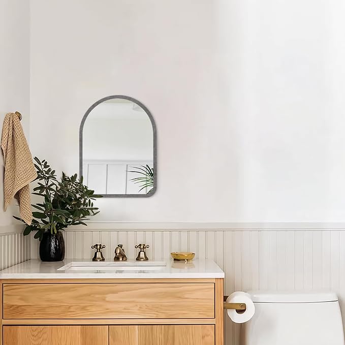 Arch Wall Mirror Wooden Framed Vintage Rustic Farmhouse Vanity Mirrors Decor Bathroom Bedroom Entryway Hallway Living Room New Home 16"×12"