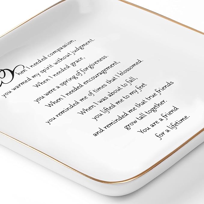 PUDDING CABIN Friend Gifts for Women Birthday Lifetime Ring Dish Friendship Trinket Tray