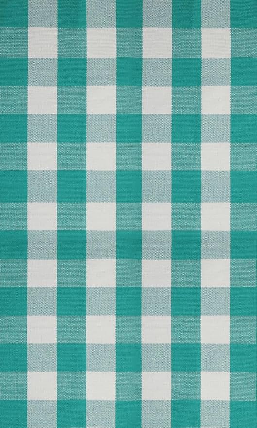 SEEKSEE Buffalo Plaid Outdoor Rug 3' x 5' Light Blue and White Front Door Mat, Layering Rug for Porch, Spring Summer Doormat, Front Porch Rug for Outdoor Entrance Entryway Patio Porch Decor