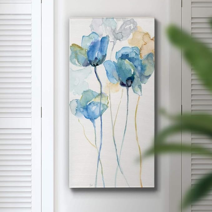 Renditions Gallery Canvas Floral Wall Art Home Paintings & Prints Colorful Stem Wildflowers Modern Glam Botanical Romantic Canvas Decorations for Bedroom Office Kitchen - 12"x24" LT43