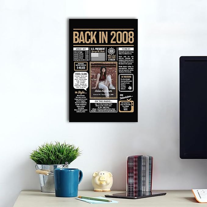 Personalized 17th Birthday Party Decorations Boys, Girls, Him, Her - Custom Gifts Idea For 17 Years Old, Back In The Year You Born Newspaper For 17th Birthday Poster No Frame Black Gold