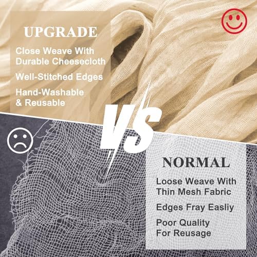 Wokceer Cheesecloth Table Runner Sand 10FT Boho Gauze Runner, 6 Pack