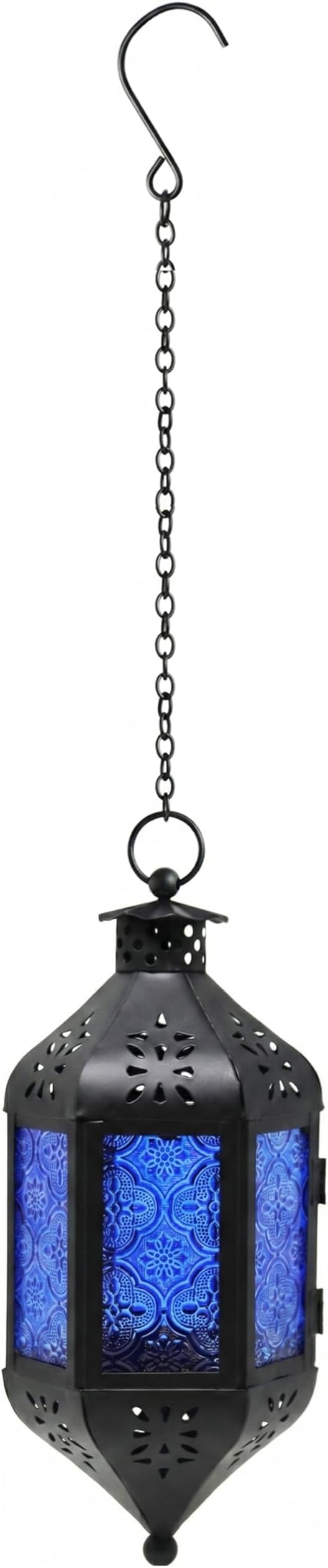 Vela Lanterns Decorative Indoor Outdoor Hanging Candle Holder, Cobalt Blue