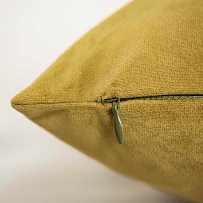 Olive Green Velvet Throw Pillow Covers 28x28 Inch Set of 2