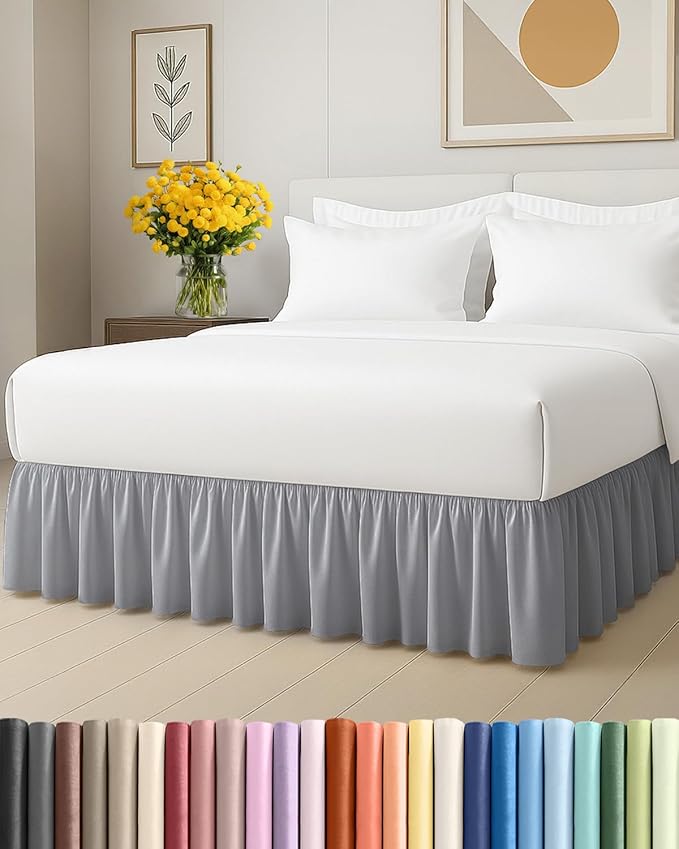 Bedskirt Full Size Ruffle - Ruffled Bed Skirt - 12 Inch Drop - Steel Blue | Bedskirt with Platform, Ultra-Soft Premium Hotel Quality, Wrinkle Free, Fade & Shrink Resistant, for Women, Men, Kids & Teens