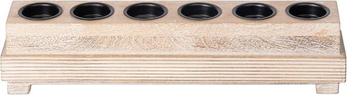 JFY Designs Elara Wooden Tea Light Candle Holders Farmhouse Fireplace Décor