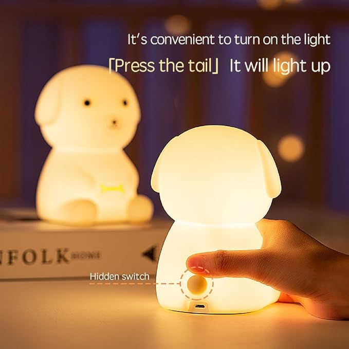 Puppy Night Light Dog Lamp 7 Colors & 2 Brightness 20/40min Timer