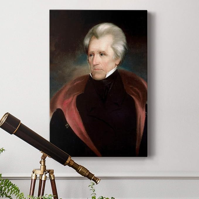 Renditions Gallery Andrew Jackson Presidental Portrait Wall Art, Premium Gallery Wrapped Canvas Decor, Ready to Hang, 60 in H x 40 in W, Made in America Print Artwork