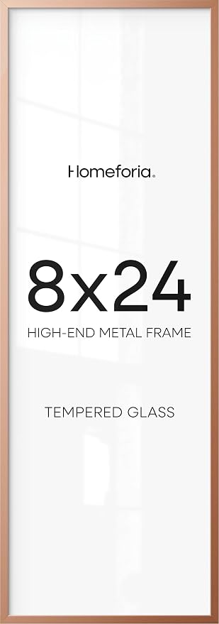 Homeforia 8x24 Rose Panoramic Picture Frame, High-End Metal, Glass