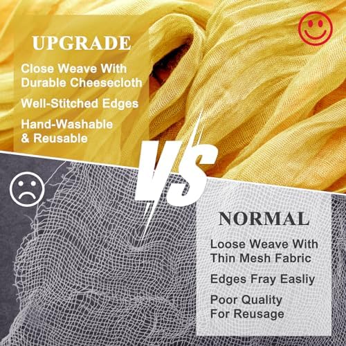 Wokceer Cheesecloth Table Runner Gold 10FT Boho Gauze Runner, 2 Pack