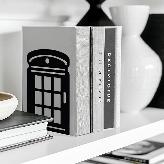 Peacoblue 5.3"x4.3"x7.9" Metal Bookends, Heavy Duty Book Ends for Shelves