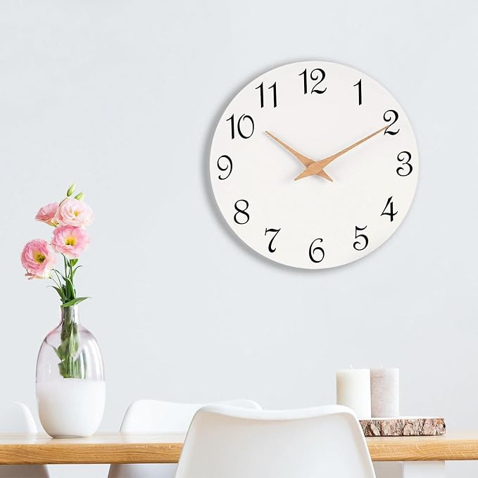 Mosewa Wall Clock Silent Non-Ticking Battery Operated Modern Simple 12" | Analog Kitchen Home Bathroom Living Room Bedroom Office Mordern Simple