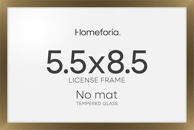 Homeforia 5.5x8.5 Bronze Business License Frame, High-End Metal, Glass