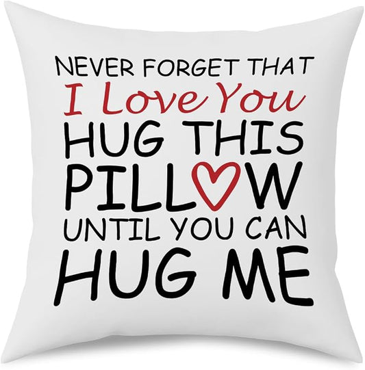 Fokongna Couch Pillowcase Lover I Love You Hug This Pillow Until You Can Hug Me 18 x 18 Inches Valentine's Day Birthday Gifts Give to Girlfriend Grade Flannel Waist Pillowcase
