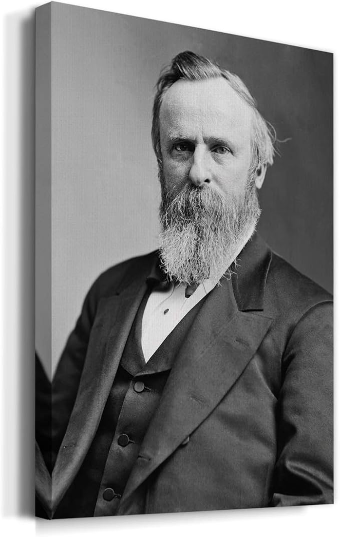 Renditions Gallery Rutherford B. Hayes Presidental Portrait Wall Art, Premium Gallery Wrapped Canvas Decor, Ready to Hang, 12 in H x 8 in W, Made in America Print