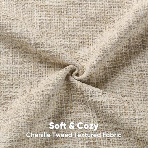 HAUSSY Pack of 2 Chenille Tweed Throw Pillow Covers 26x26 Inch, Beige